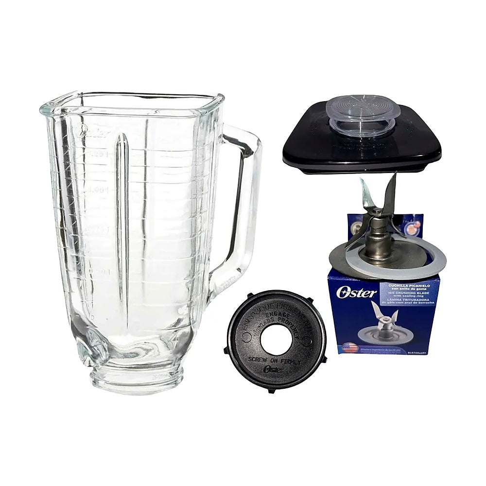 Kit Completo de Licuadora Oster (Vaso de Vidrio + Base + Cuchilla + Tapa)
